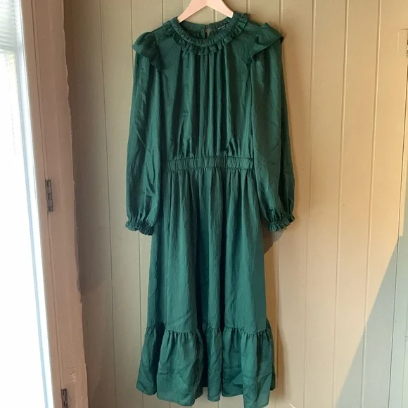 Emerald Green Current Air Long Sleeve Dress Size Medium EUC - Picture 4 of 11